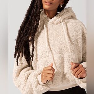 RARE Taupe Cream Faux Sherpa Pullover Cloud Hoodie Sold Out Online!